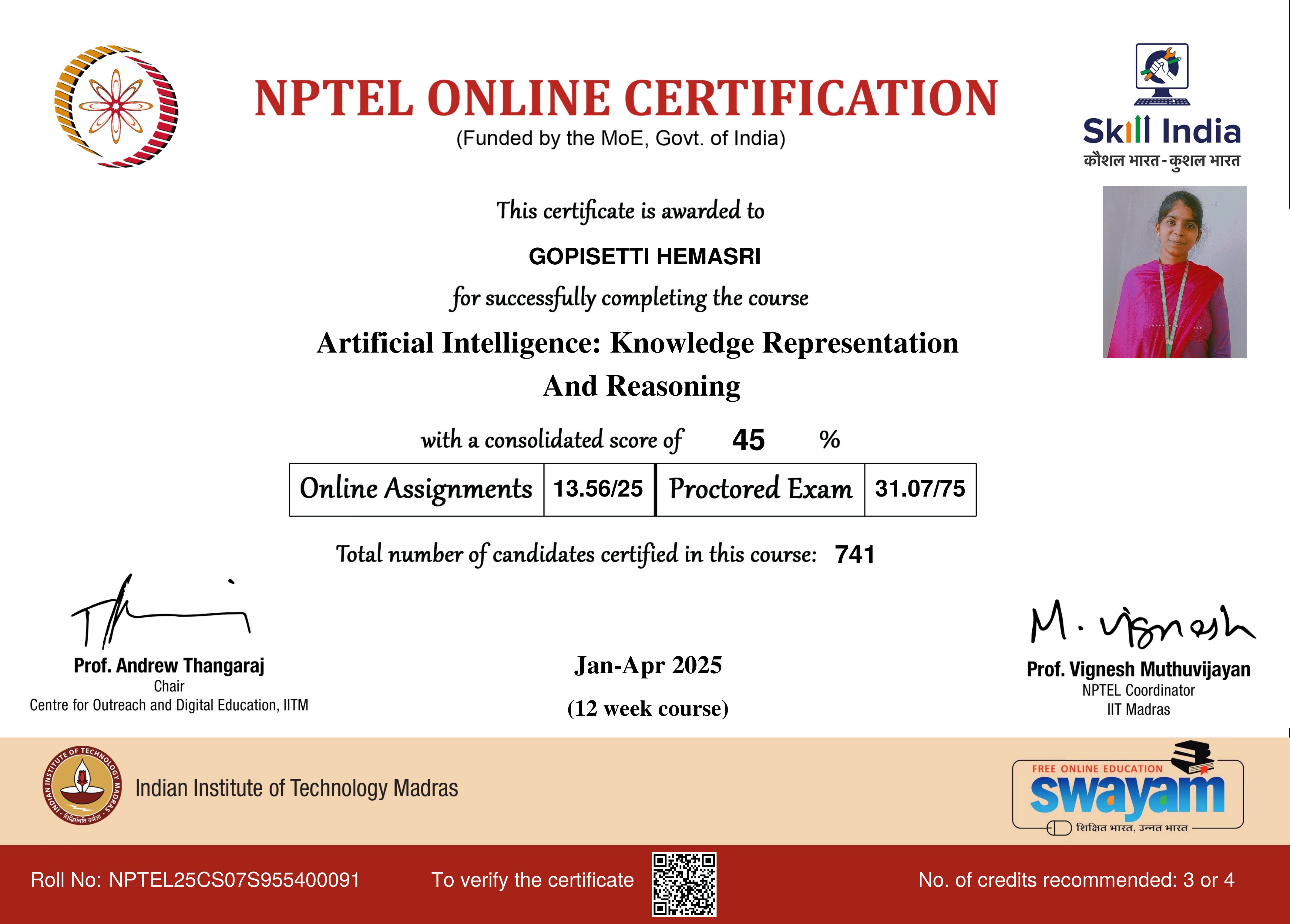 NPTEL Certificate