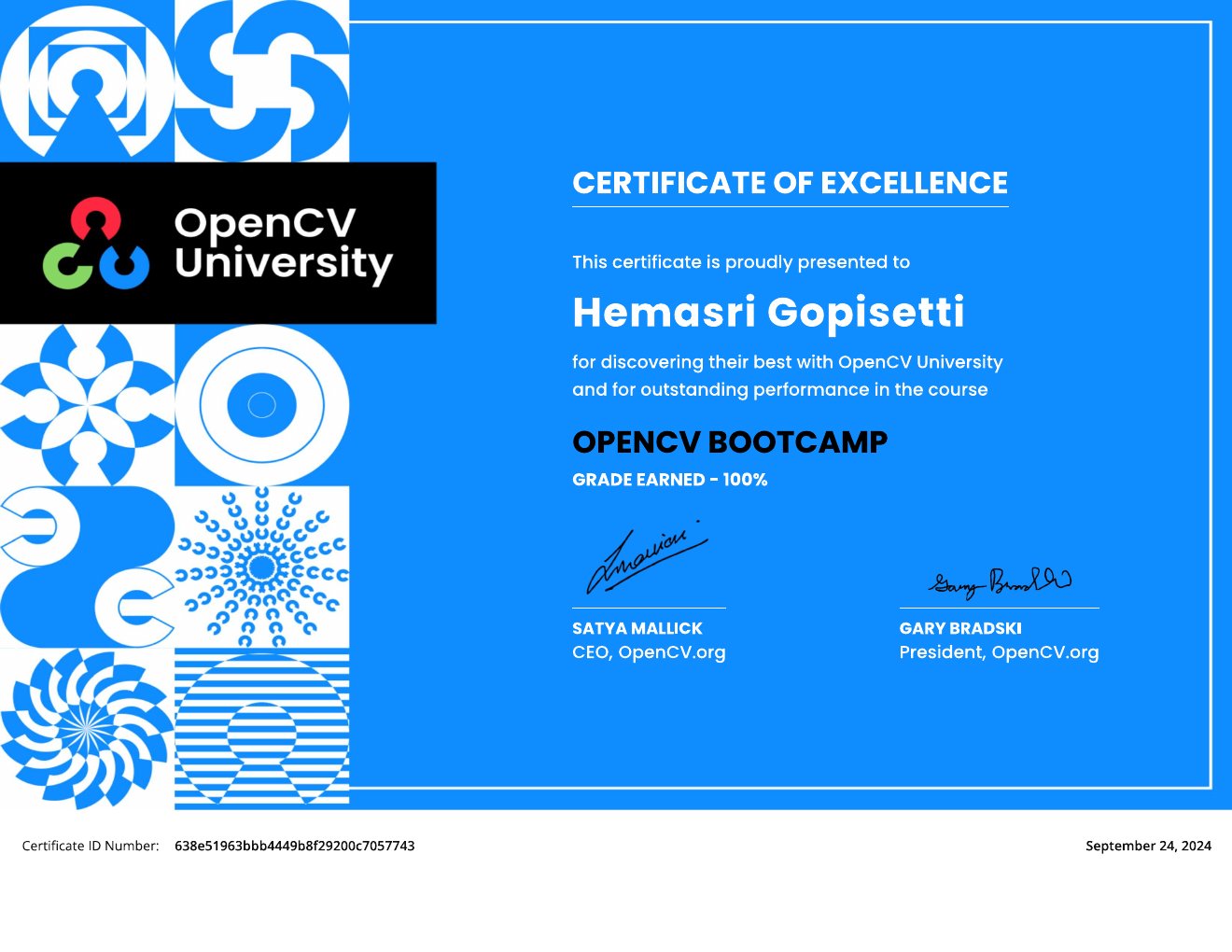 OpenCV Certificate