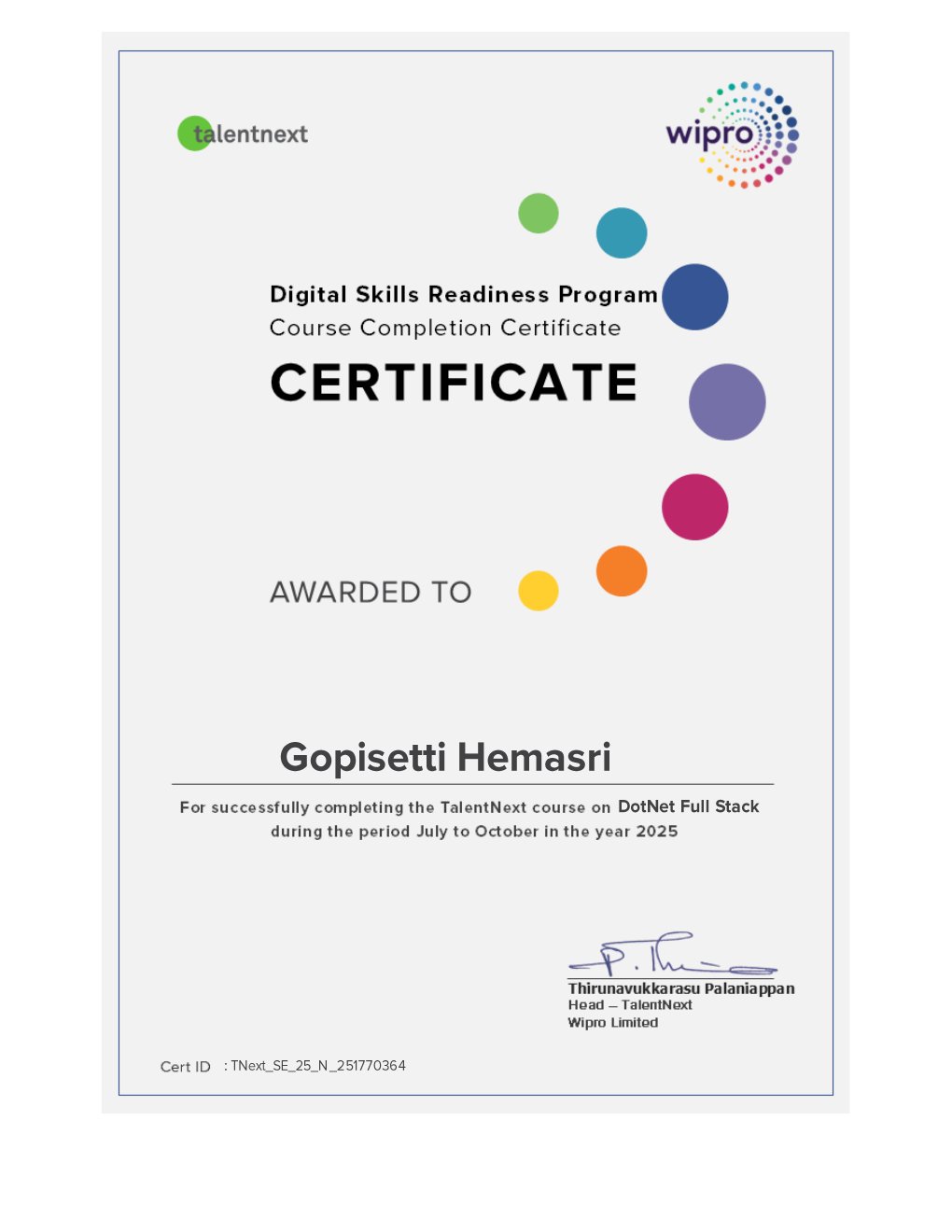 Wipro Certificate